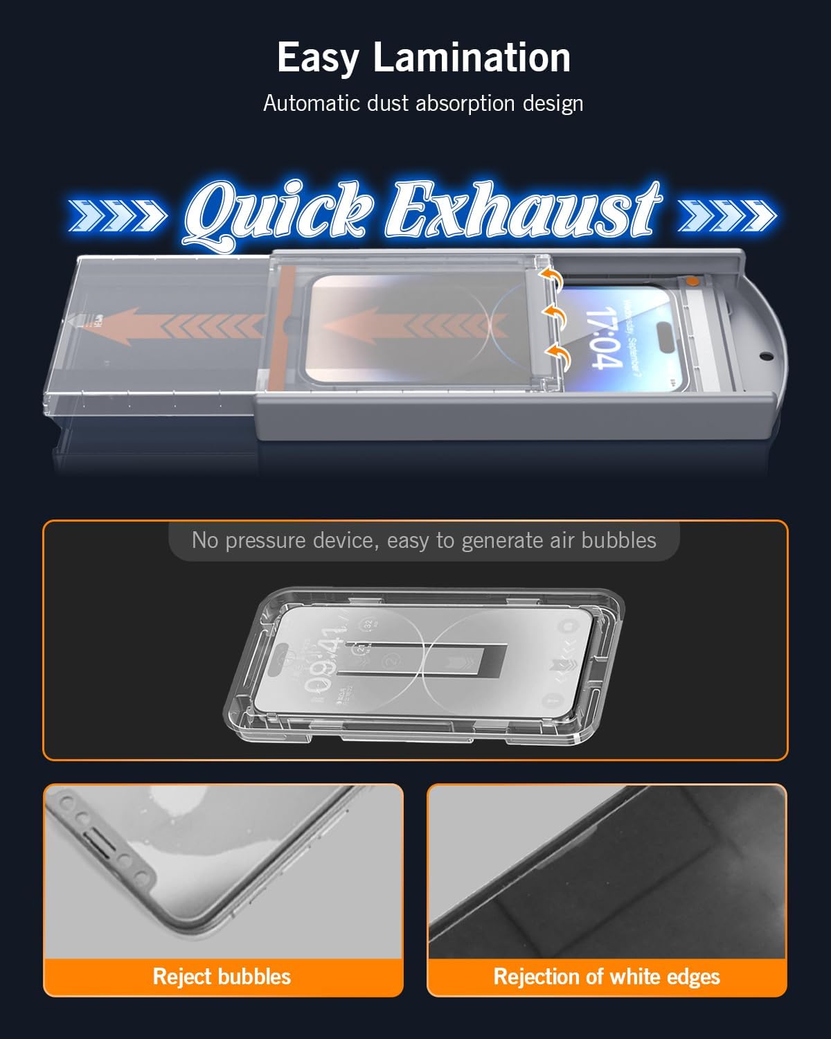 Tipao Paquete de 2 protectores de pantalla para iPhone 15 Pro Zero Bubble, protección de sensor, instalación automática de eliminación de polvo,