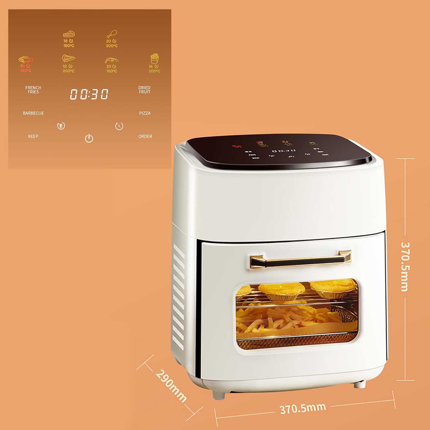 Horno freidora de aire digital 5 en 1 con circulación de aire rápida, pantalla LED sin aceite, cesta antiadherente con temporizador de 60 minutos y