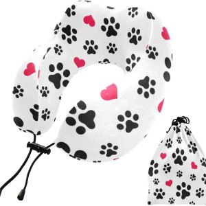 Almohada portátil para el cuello con forma de U y corazón de perro y gato para viajes, almohada de avión en forma de U para vuelo largo, almohada de Almohada portátil para el cuello con forma de U y corazón de perro y gato para viajes, almohada de avión en forma de U para vuelo largo, almohada de