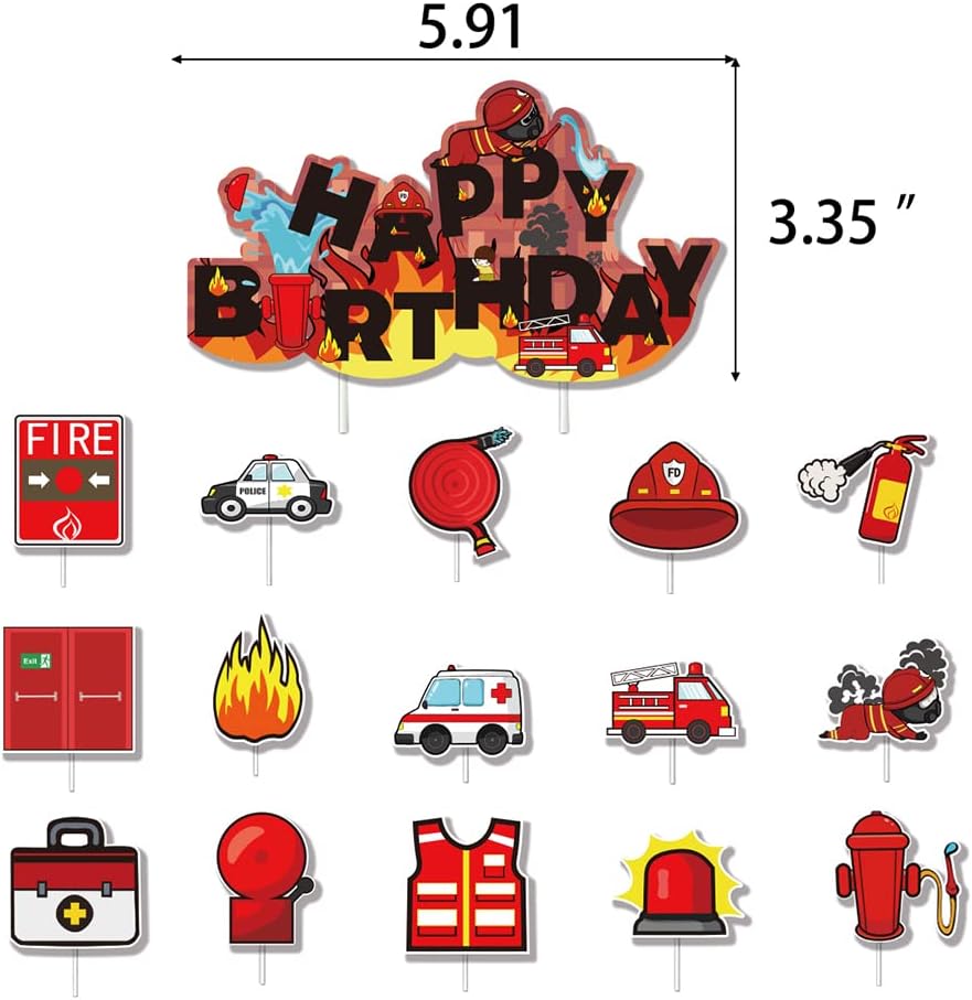 Suministros de fiesta de cumpleaños de camión de bomberos para niños y niñas, pancarta temática de feliz cumpleaños, globos de aluminio para