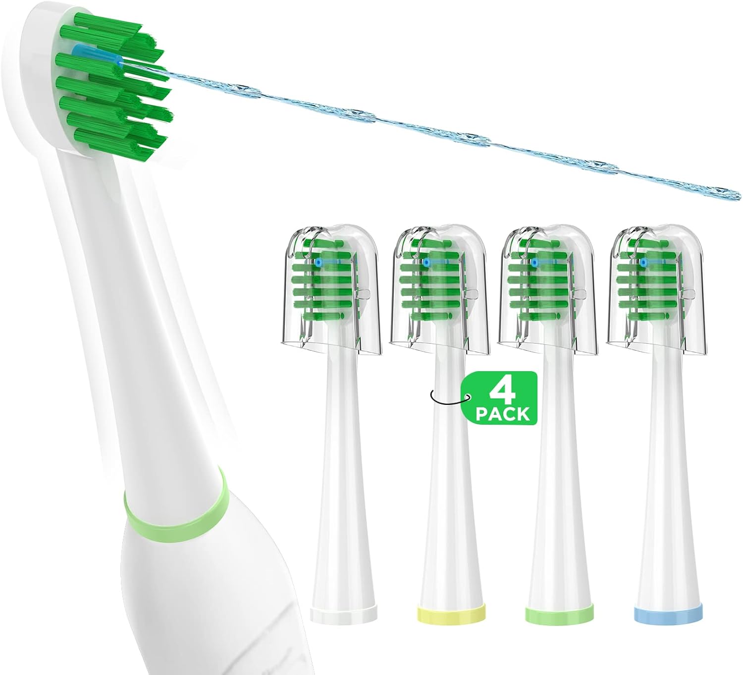 Cabezales de repuesto para todos los modelos Waterpik Sonic Fusion (SF-01, SF-02, SF-03 y SF-04), compactos, con tapas, 4 unidades, color blanco