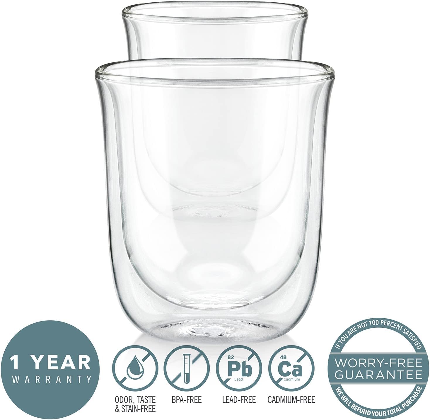 Teabloom Vasos aislados Tulip para té, espresso y otras bebidas, vidrio de doble pared resistente al calor que mantiene las bebidas calientesfrías,