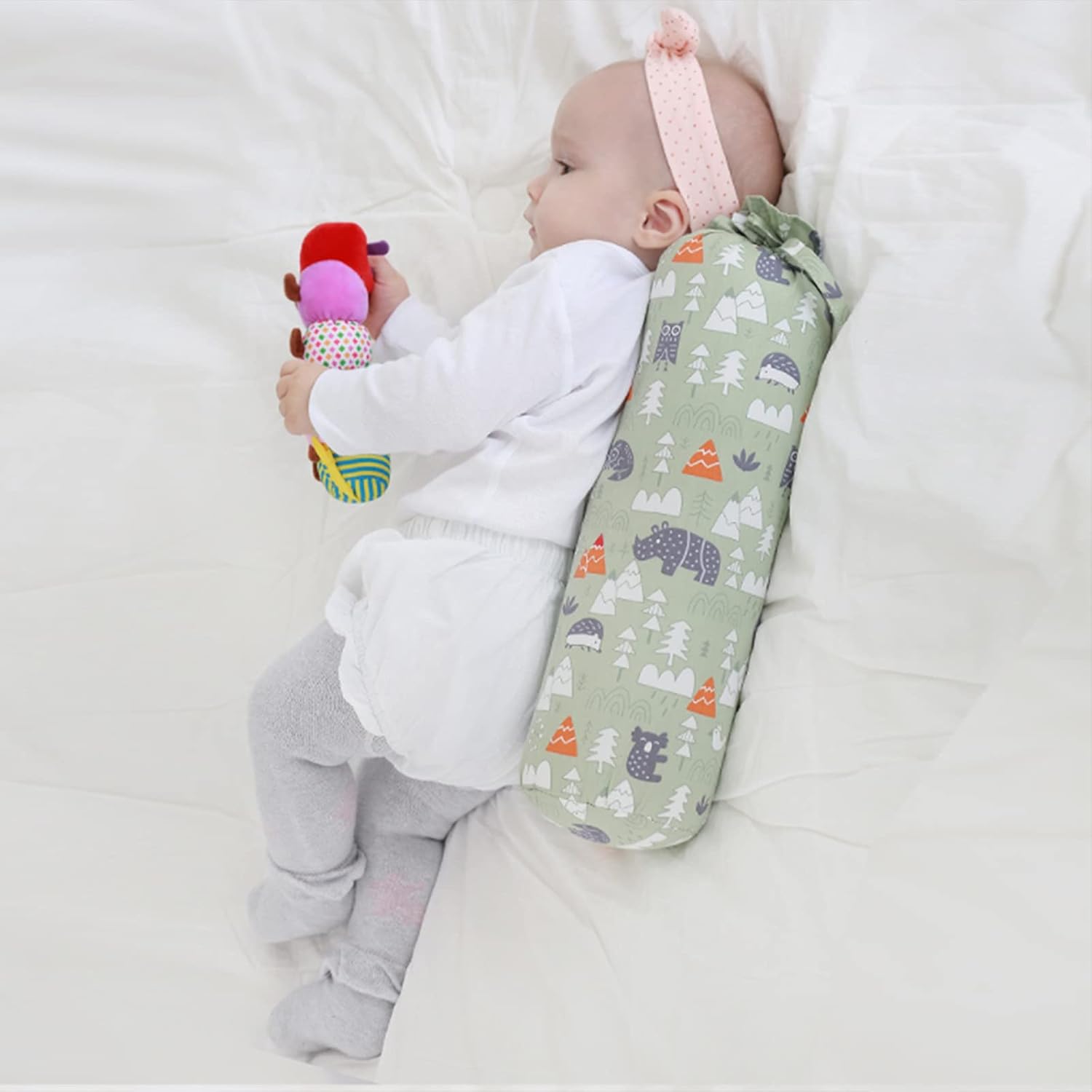 Almohada de bebé para dormir, almohada de bebé de dibujos animados para dormir, almohada para abrazar al bebé, almohada anti-rollo, almohada de