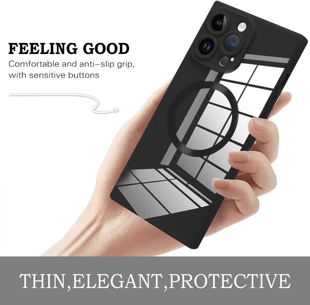 KANGHAR Funda cuadrada compatible con iPhone 14 Pro Max de lujo, bonito diseño brillante, funda magnética de cuerpo completo, antiarañazos, a prueba