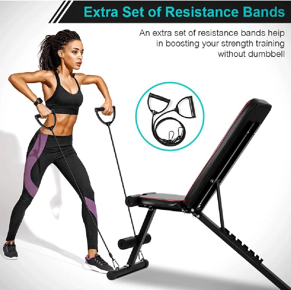 Banco de pesas, banco de entrenamiento de fuerza ajustable para entrenamiento de cuerpo completo, plegado rápido, inclinacióndeclinación, banco de