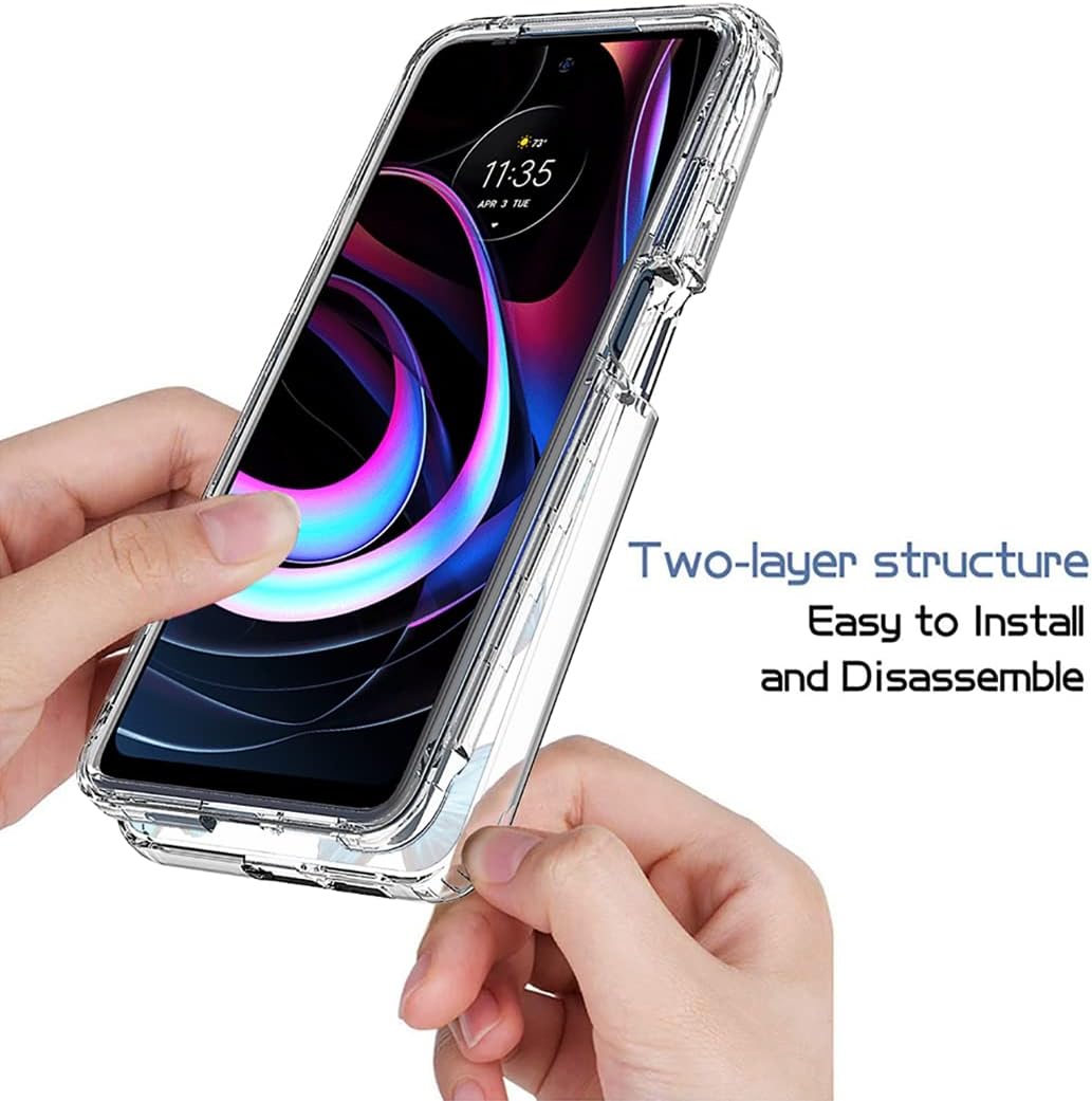 Funda para Moto Edge 2021Moto Edge 5G UW XT2141 con protector de pantalla de vidrio templado, suave 360 híbrida de cuerpo completo parachoques