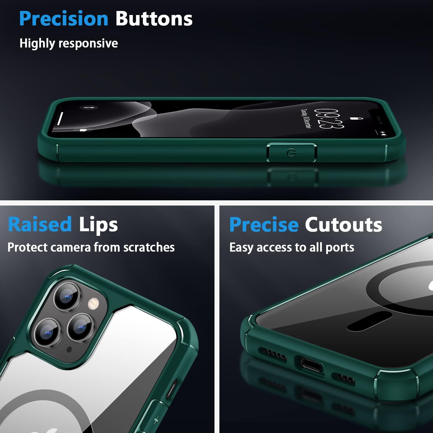 Amizee Funda magnética compatible con iPhone 11 Pro Max compatible con MagSafe con protector de pantalla y protector de lente de cámara, parte