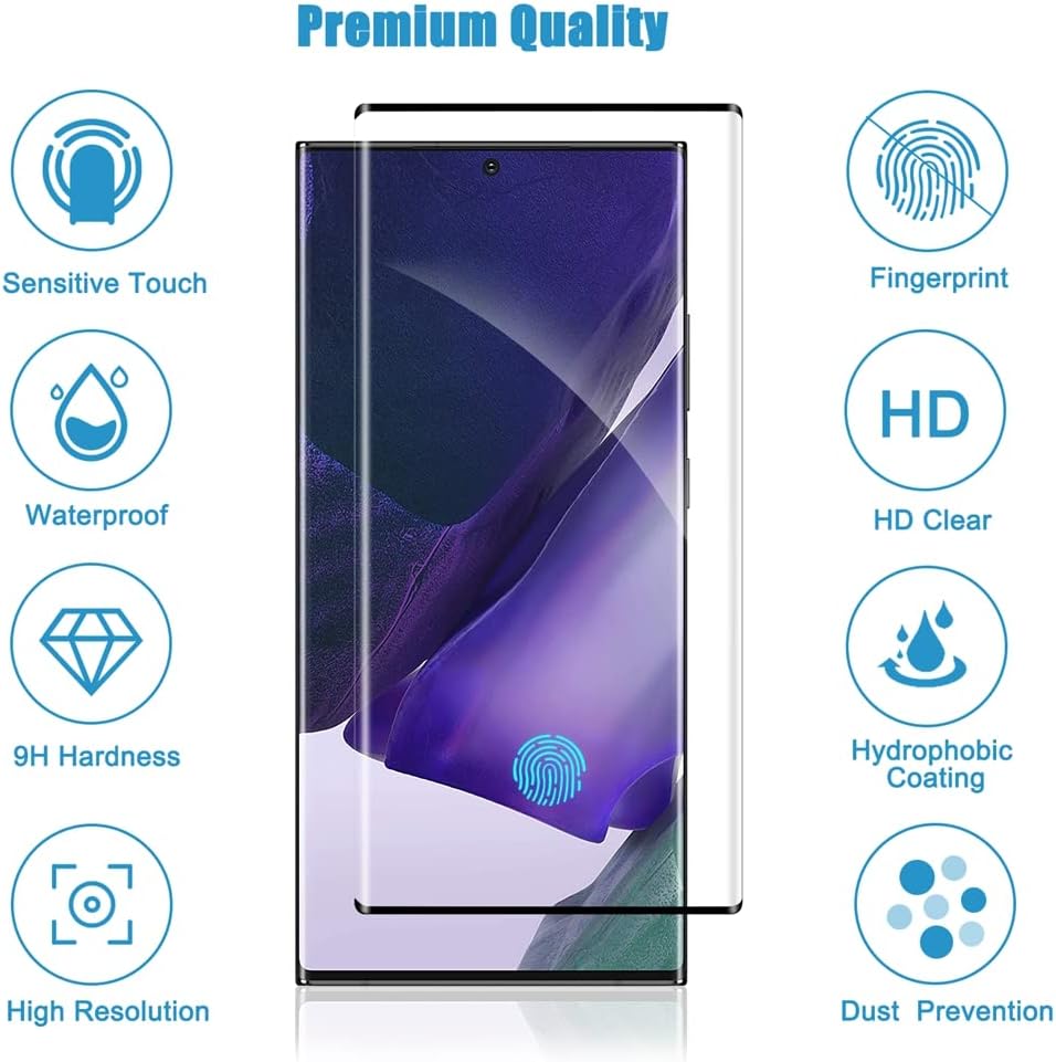 OttarScreen Protector de pantalla para Galaxy Note 20, paquete de 3 protectores de pantalla de vidrio templado3 + 1 unidad1 protector de lente de