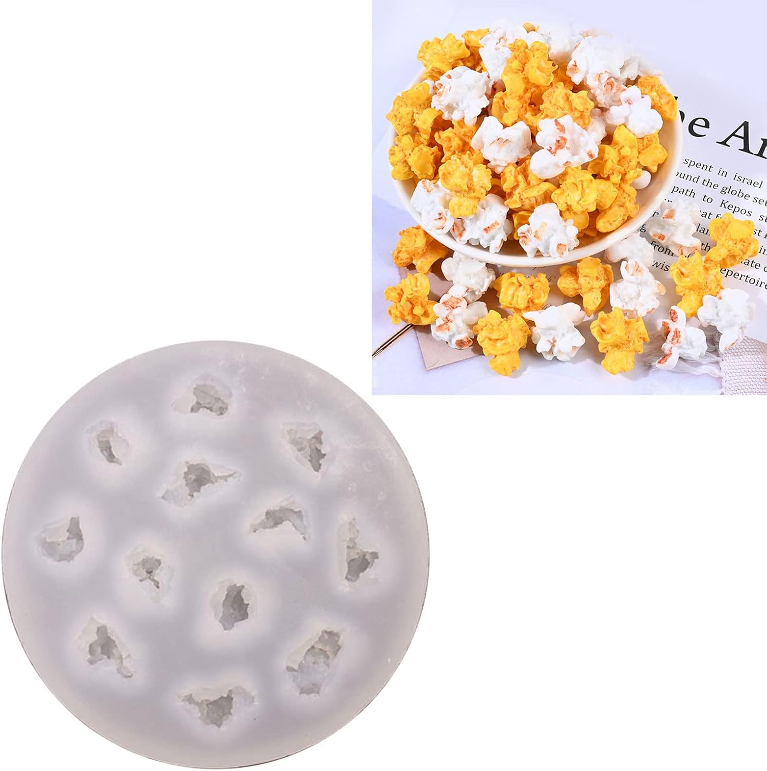 Molde de silicona en forma de palomitas 3D para hacer pasteles de gelatina de chocolate, moldes para hacer pasteles DIY12 cavidades jabón para