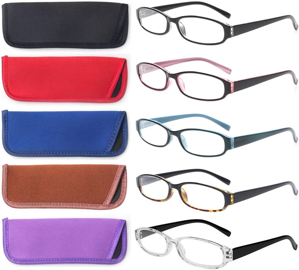 Anteojos de lectura, 5 pares con bisagras de resorte, cómodas para lectores a la moda, hombres y mujeres