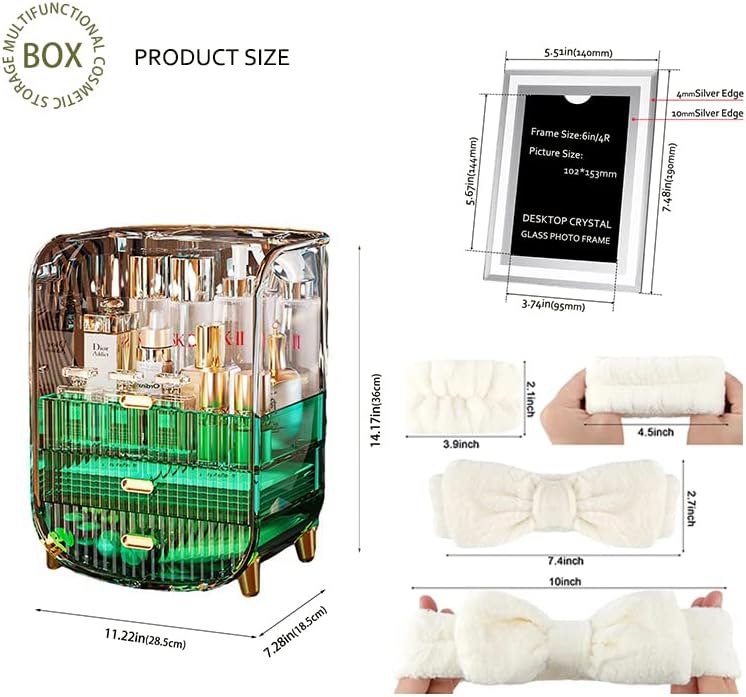 Organizador de maquillaje, caja de almacenamiento de cosméticos transparente con tapa y cajones, vitrinas de acrílico transparente para el cuidado