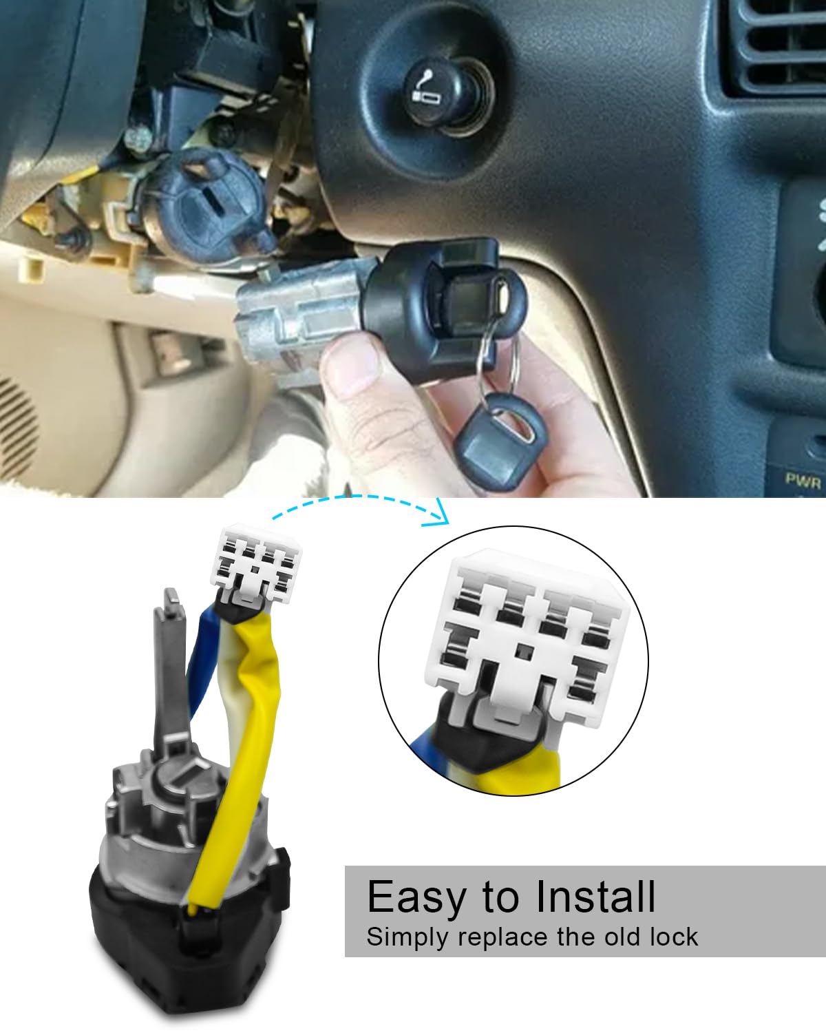 Interruptor de cilindro de bloqueo de encendido con 2 llaves apto para Kia Rio 2013-2017 Kia Optima 2011 2012 2013 2014 2015, reemplazo 81900-1WK00