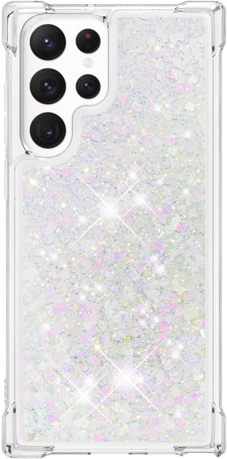 Monwutong LSWT – Funda delgada para Samsung Galaxy S22 Ultra, con efecto de arena movediza líquida con purpurina, silicona suave TPU con lente de