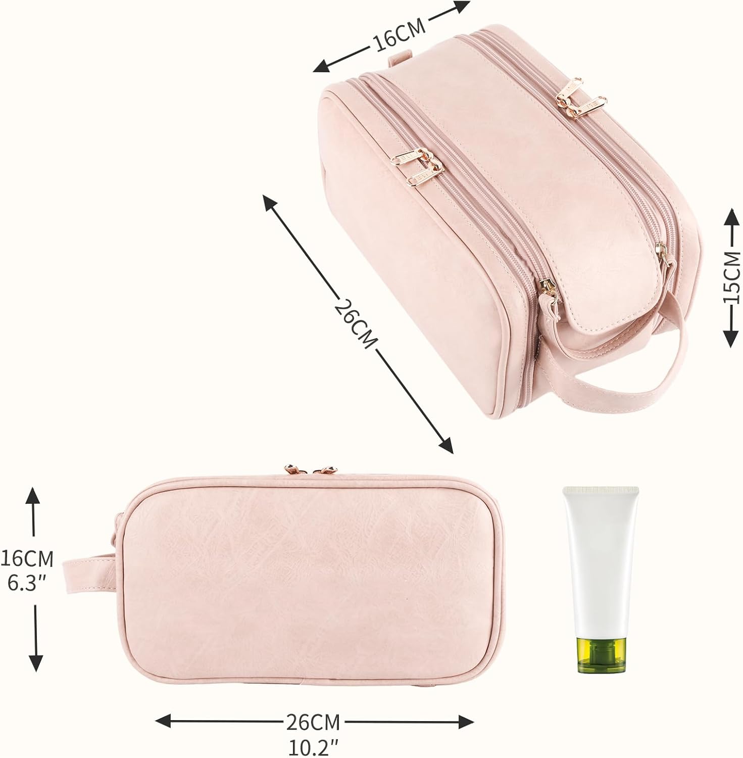 Droombouw Neceser organizador de maquillaje de viaje para mujer, accesorios de aseo cosmético, kit de Dopp de gran capacidad, impermeable, mango