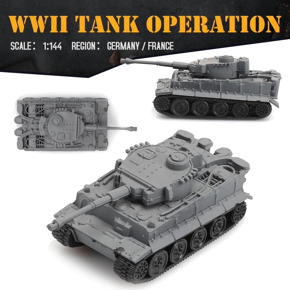 ViiKONDO Kit de modelo de tanque de juguete, vehículo militar escala 1144, 8 piezas de la Segunda Guerra Mundial alemán Tigre Pesado Pantera Mediana