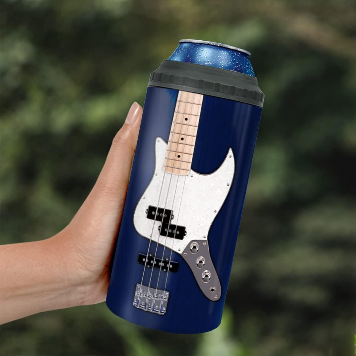 wowcugi Regalos de guitarra, vaso de guitarra eléctrica, enfriador de latas, 4 en 1, regalos de guitarrista, tazas de café con aislamiento de acero