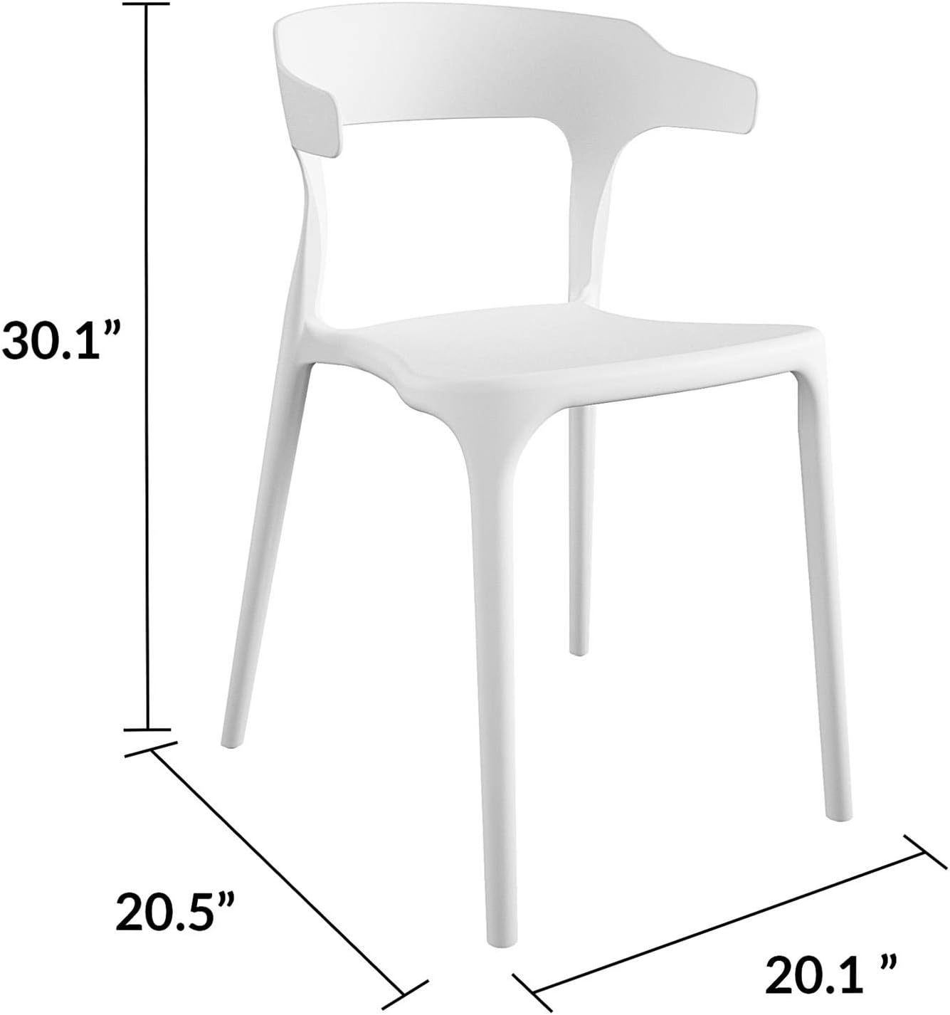 Novogratz Poolside Collection, Felix – Sillas de comedor apilables para interiores y exteriores, paquete de 2, color blanco