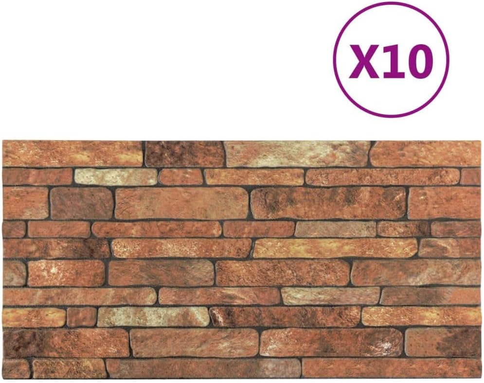 CHARMMA Los paneles de pared 3D con el diseño del ladrillo marrón 10 PC EPS, materiales de construcción
