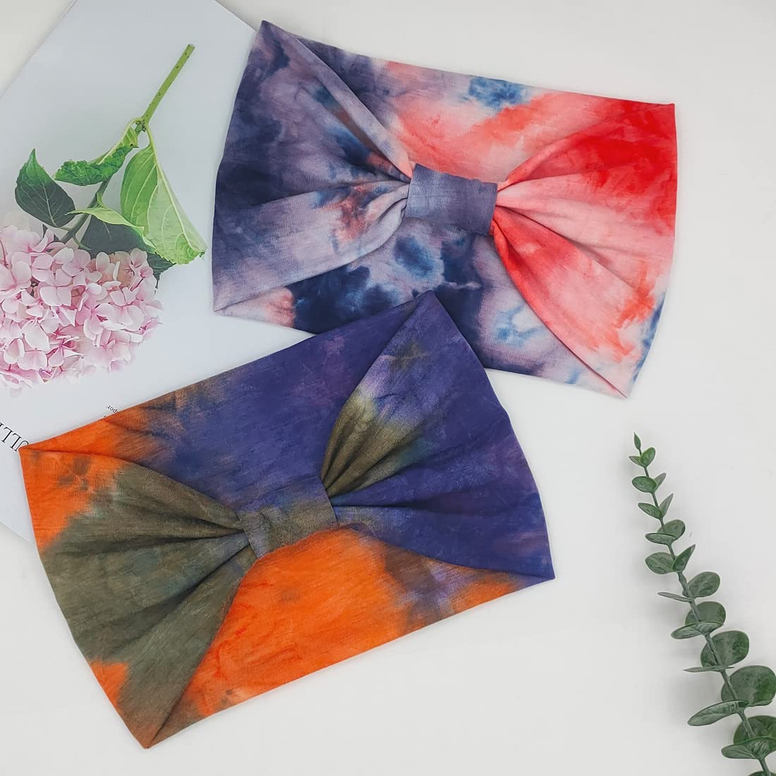 YONUF Diademas anchas para mujer, diadema anudada, diadema africana, turbante elástico, accesorios para el cabello, bandas de teñido anudado,