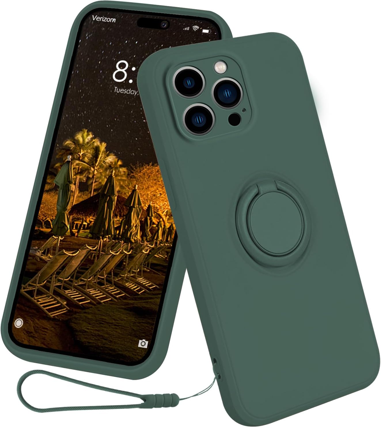 Funda para iPhone 15 Pro (lanzado en 2023), funda de silicona con anillo giratorio de 360, soporte magnético para automóvil, funda protectora con