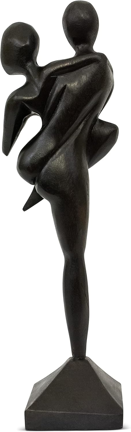 G6 Collection Estatua contemporánea abstracta tallada a mano de madera de 12 pulgadas Amor y Unión Estatuilla de regalo para decoración del hogar,
