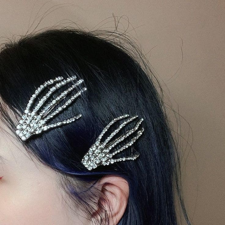 Pinzas de pelo de esqueleto de Halloween de 5 colores, 5 piezas de pinzas góticas góticas para el cabello, accesorios de regalo para mujeres,