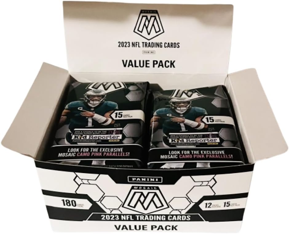 2023 Panini Mosaic NFL Football Cello Value Pack Box 12 Sealed Packs of 15 Cards Per Pack, 180 Cards in all Official NFL Licensed Trading Cards