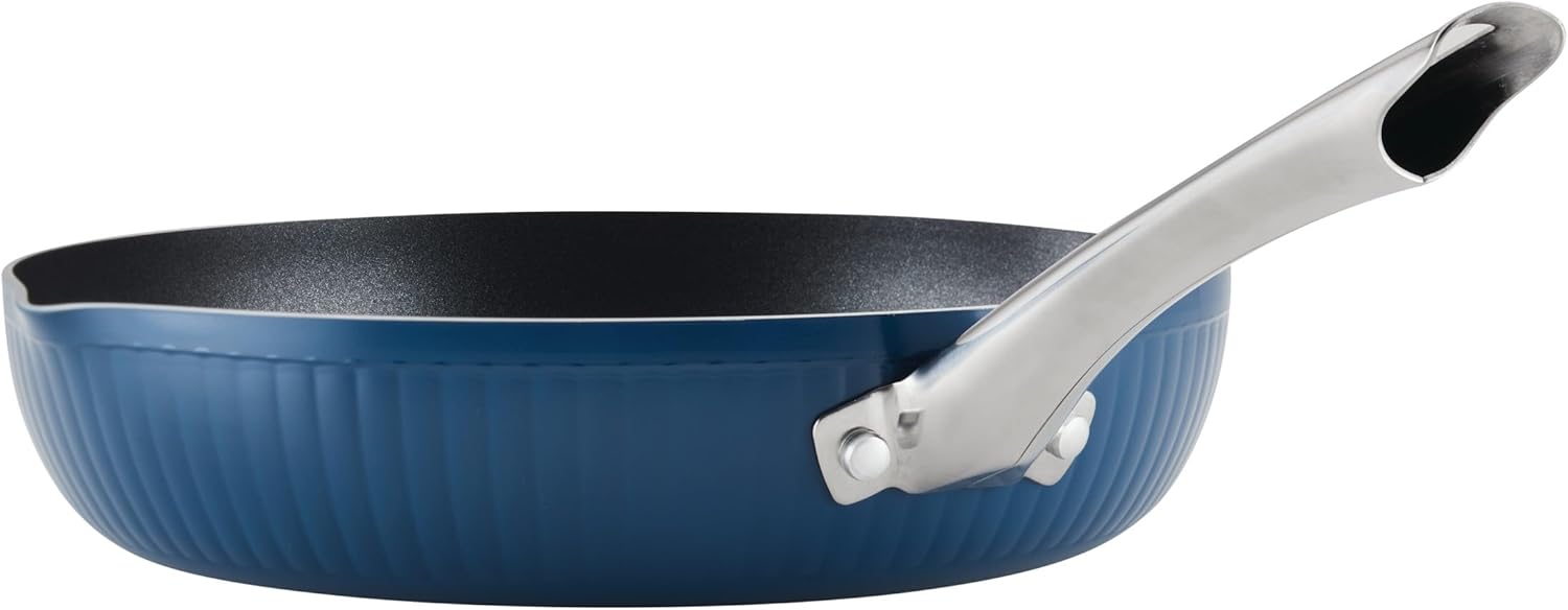 Farberware Style – Sartén antiadherente con boquillas de vertido, apta para lavavajillas, 11.25 pulgadas, color azul