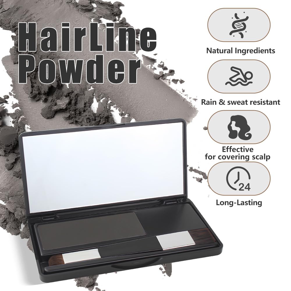 Polvo de retoque de raíz, polvo de cabello al instante para adelgazar la línea capilar para cubrir la línea capilar y oculta la pérdida de cabello,
