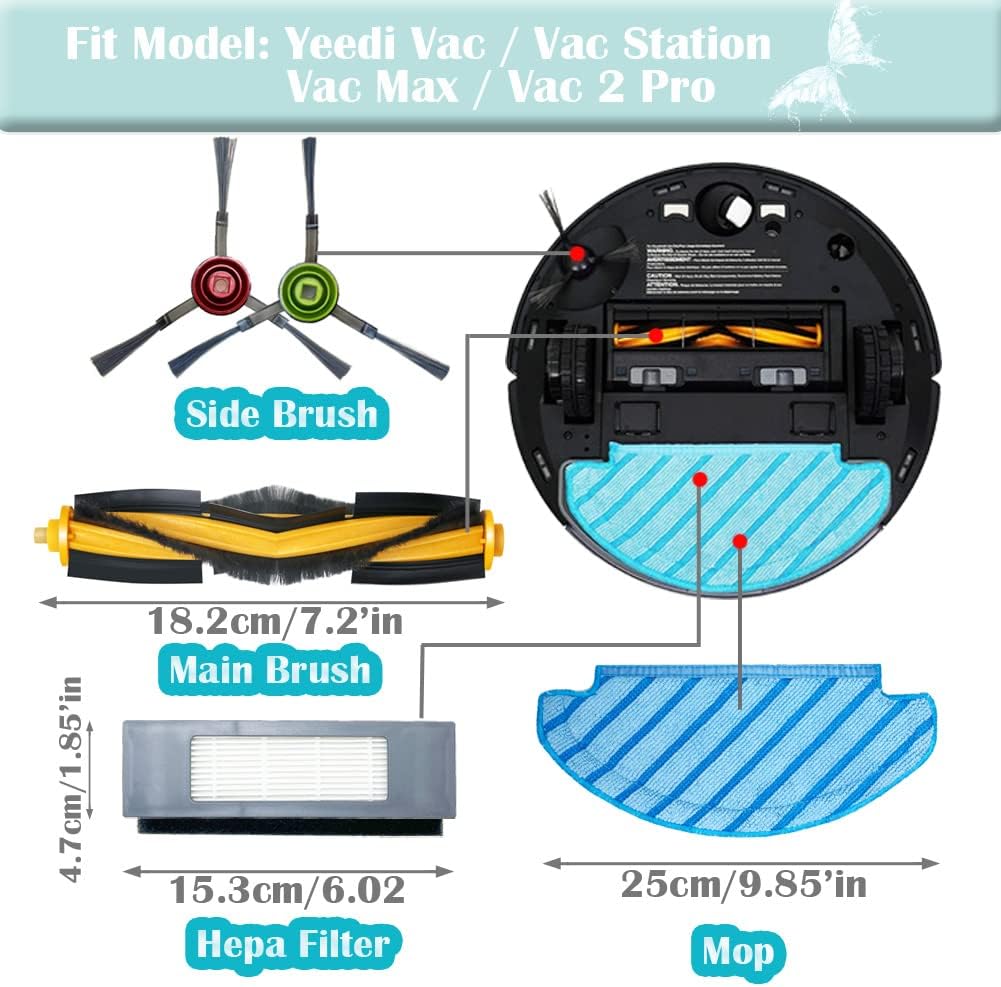 Ytaland – Paquete de 19 piezas de repuesto compatibles con Yeedi VacVac StationVac MaxVac 2 Pro, accesorios para aspirador robot, cepillo de rodillo