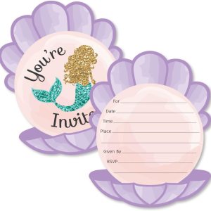 Big Dot of Happiness Let’s Be Mermaids – Invitaciones de relleno en forma de baby shower o fiesta de cumpleaños con sobres, juego de 12 Big Dot of Happiness Let’s Be Mermaids – Invitaciones de relleno en forma de baby shower o fiesta de cumpleaños con sobres, juego de 12