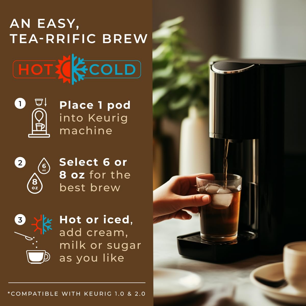 Gya Tea Co K-Cups de té negro helado para Keurig, té K Cups altamente cafeinado sin azúcar, cápsulas de té Keurig para preparación K-Cup, té negro