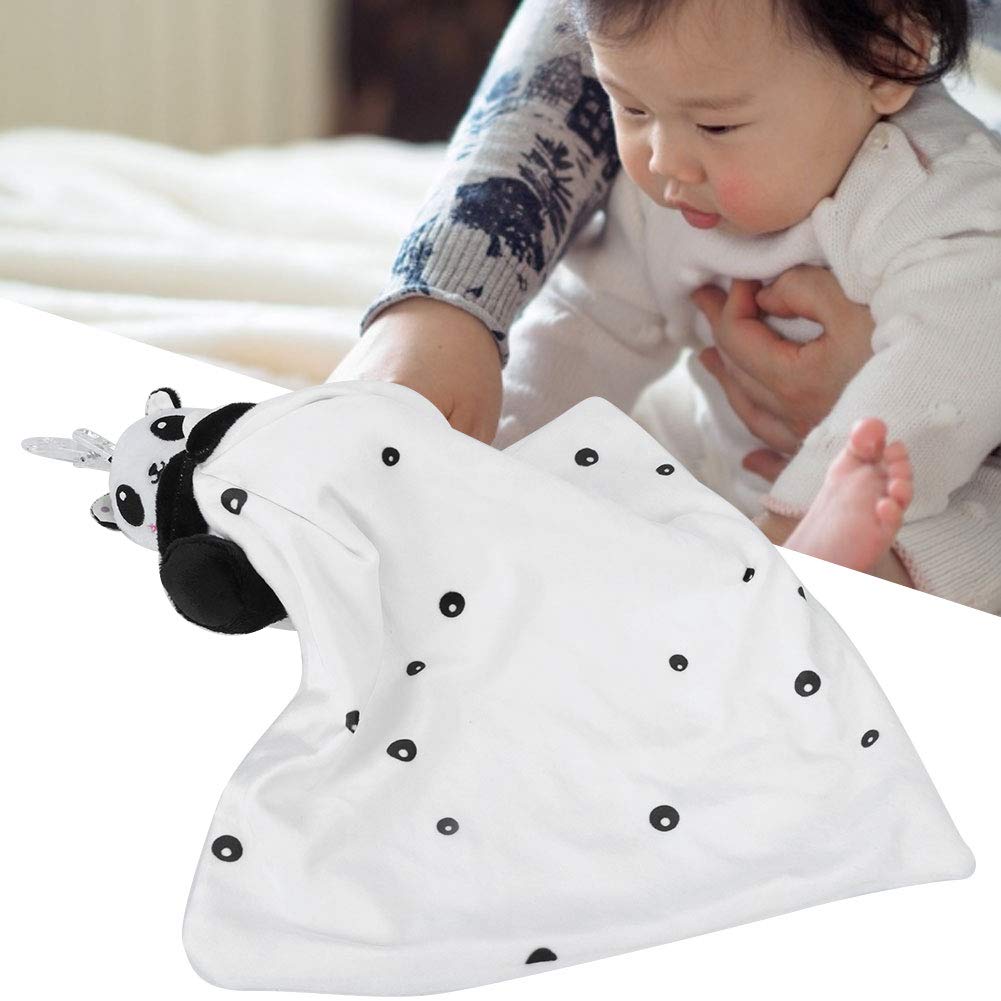 Manta de seguridad para bebé con animales de peluche para niños y niñas, súper suave y adorable (panda negro y blanco)