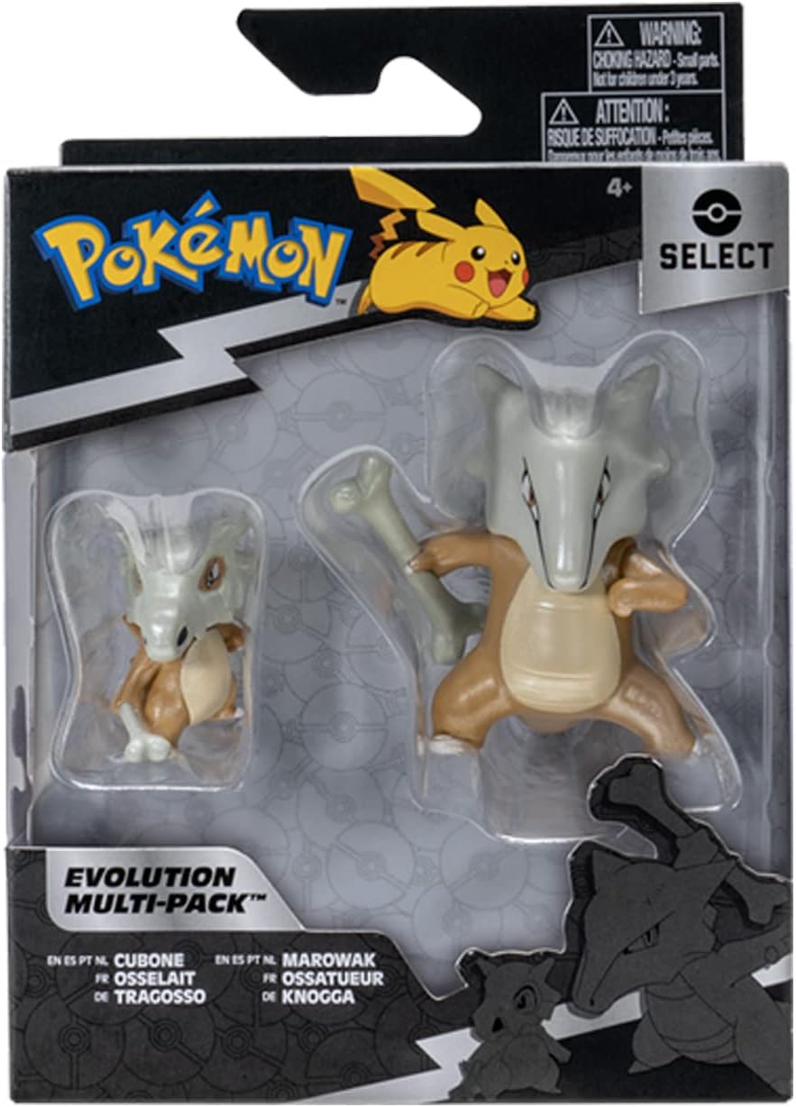 BANDAI – Pokémon  Evolution Pack Bone & Bone  Figura de hueso de 2.0 in + figura de hueso de 3.9 in  JW2774