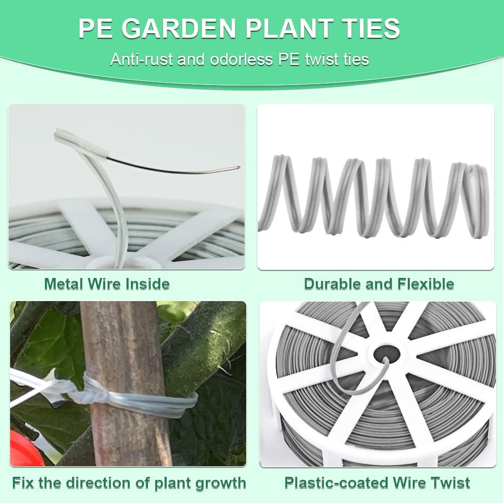 Shintop 328 Feet Garden Plant Twist Tie with Cutter for Gardening, Home, Office (Gray)