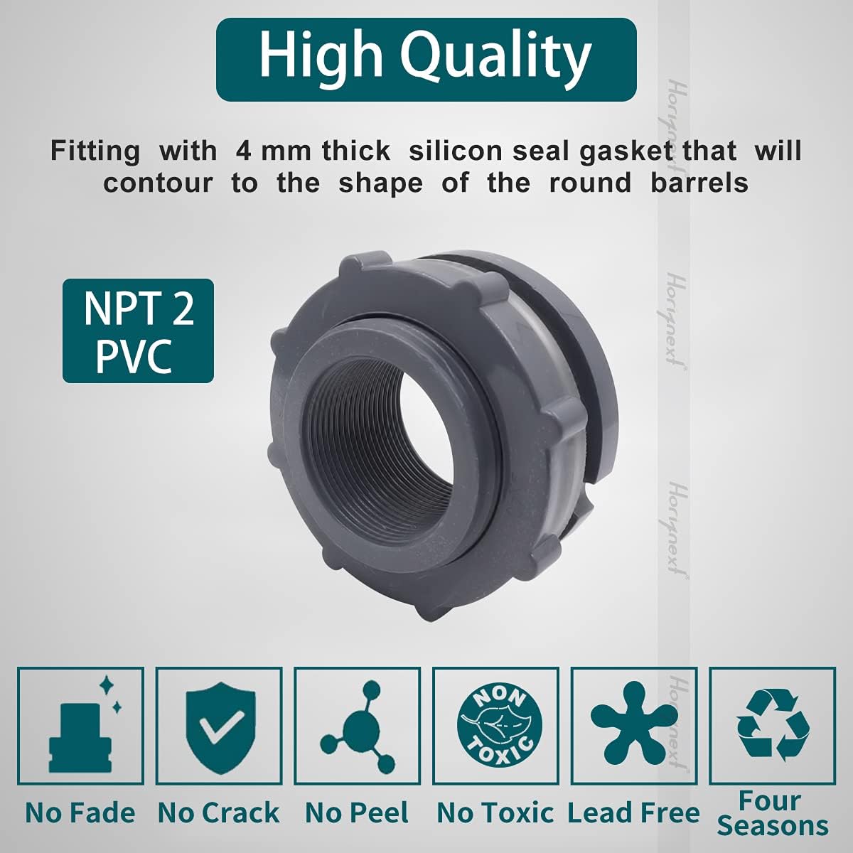 NPT2 – Adaptador de mamparo de PVC, conector de tubo de plástico para barril de lluvia, adaptador de manguera de jardín, kit de espiga, tanque de