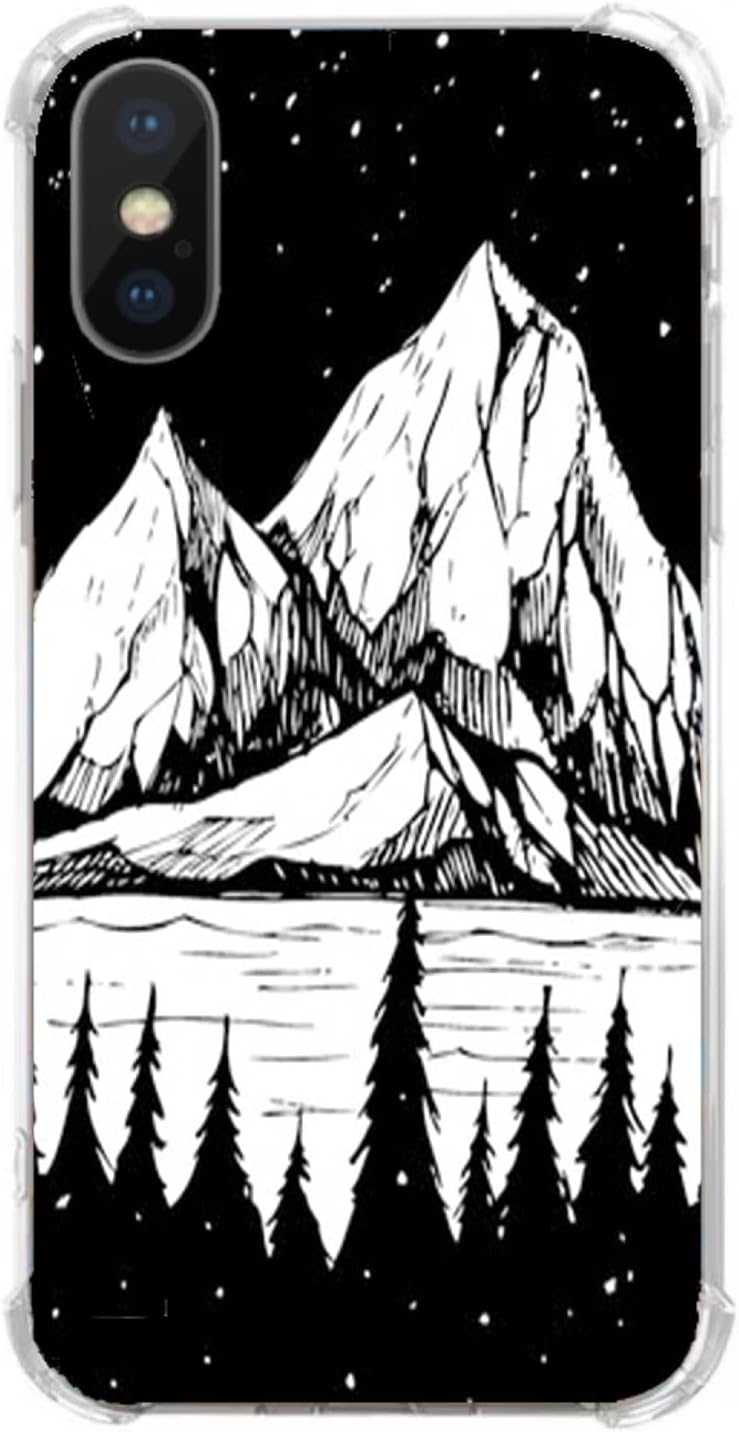 Funda estética para teléfono de noche de bosque de montaña compatible con iPhone XiPhone XS, Funda protectora de silicona a prueba de golpes de TPU