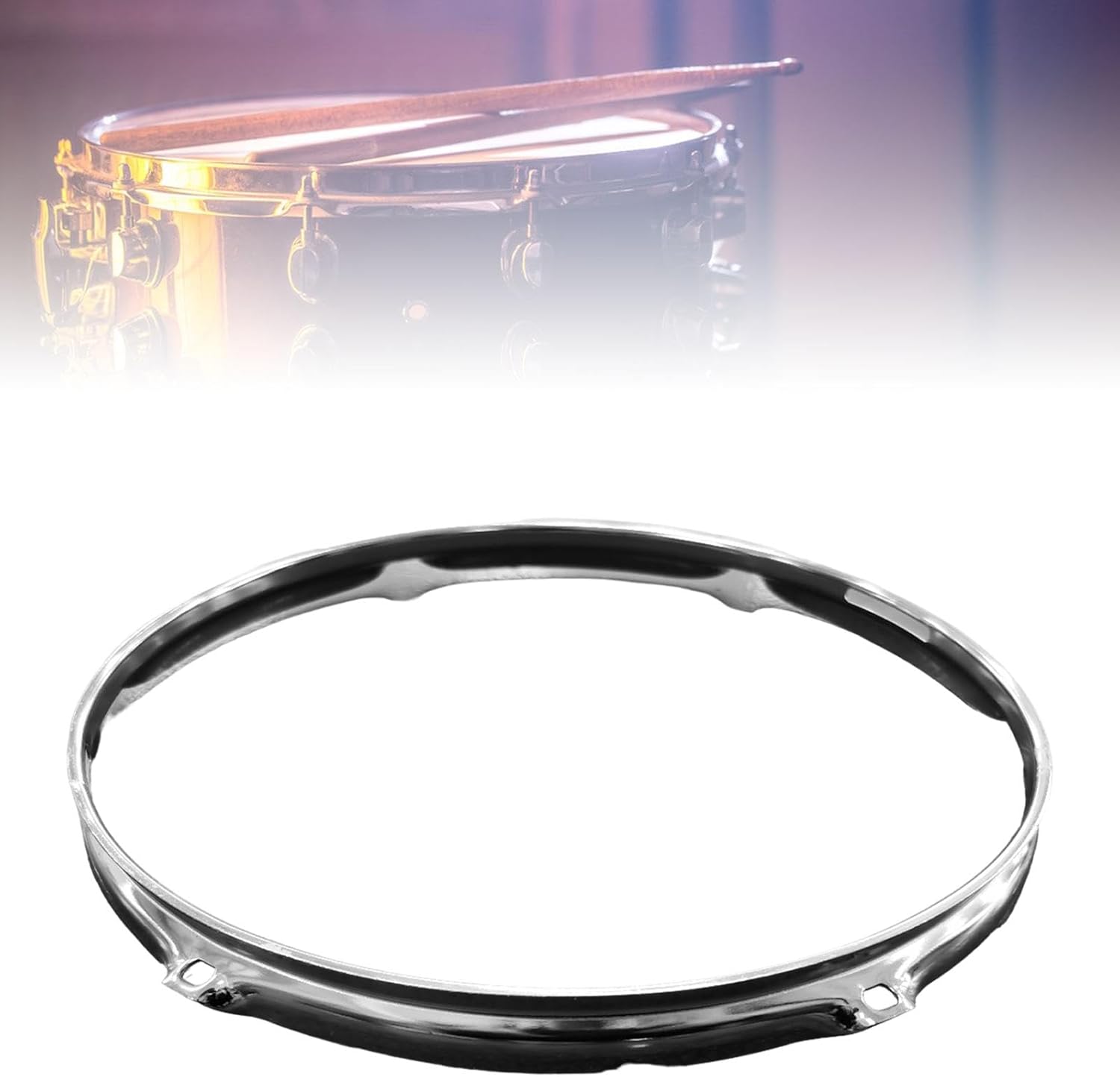 Aro de tambor de bateador de tambor, accesorio musical de acero de repuesto resistente de 6 agujeros, aro de instrumento de percusión para