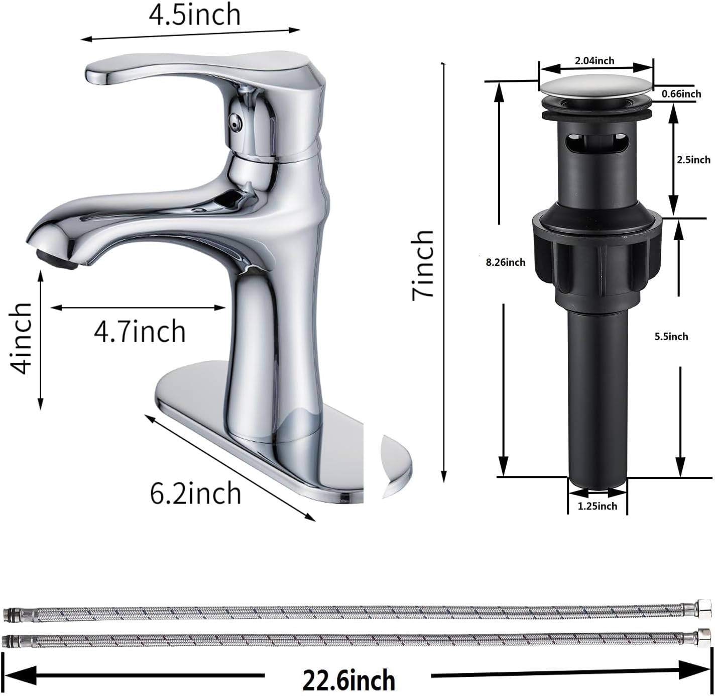 Grifo de baño cromado de una sola manija, grifo de baño de un solo orificio, grifo de lavabo comercial, moderno de un agujero, grifo de RV a juego,