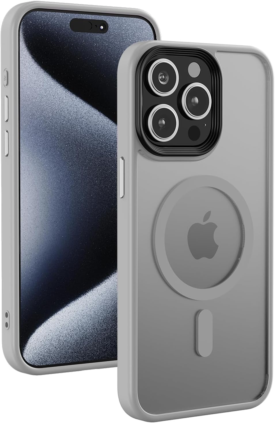 RLXQG – Funda magnética diseñada para iPhone 15 Pro Max probada en caídas de grado militar compatible con MagSafe Funda translúcida mate para iPhone