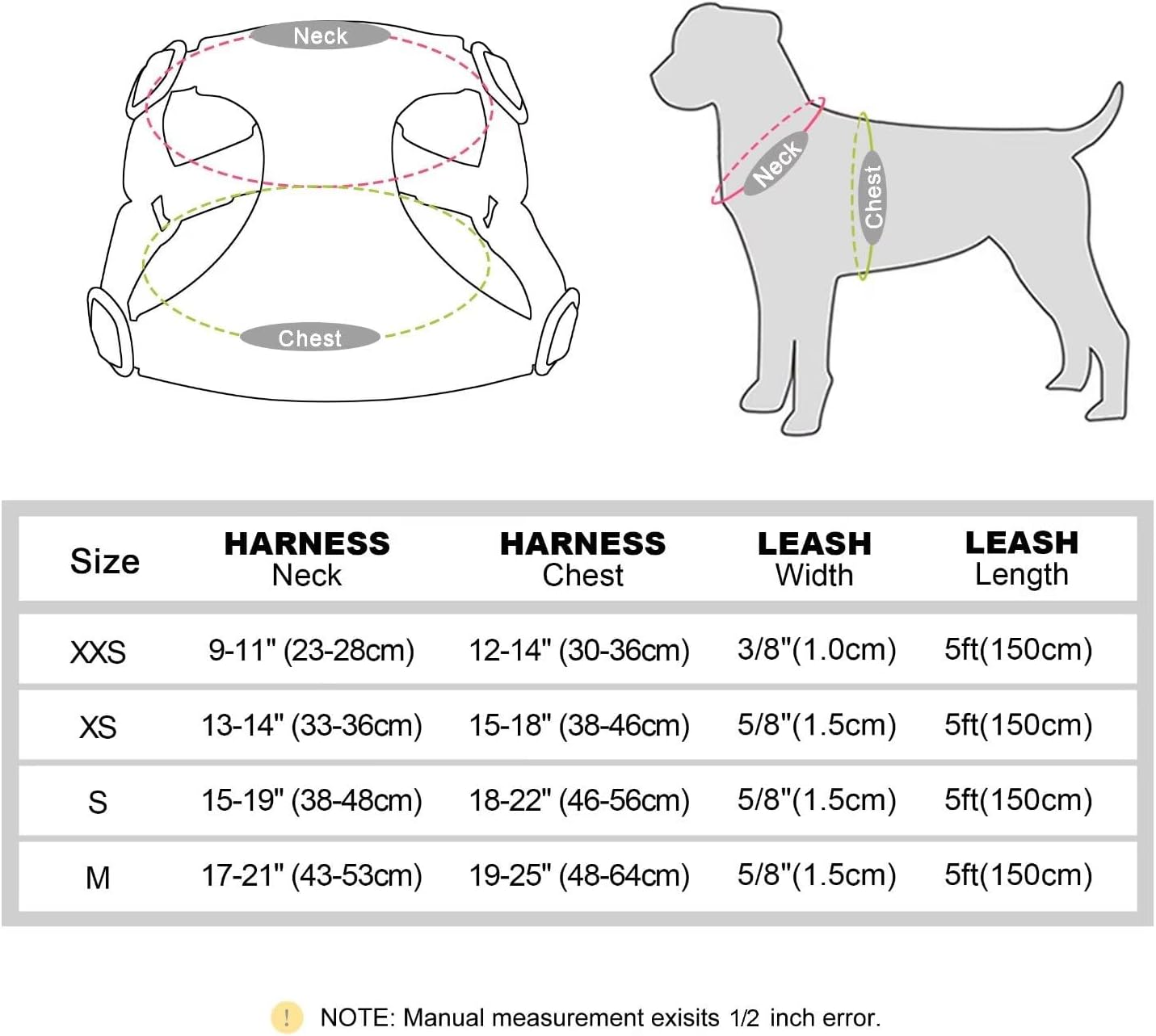 Didog Juego de arnés y correa para perro pequeño, suave y lindo arnés para perros pequeños, arnés ajustable para perros pequeños, arnés para perros