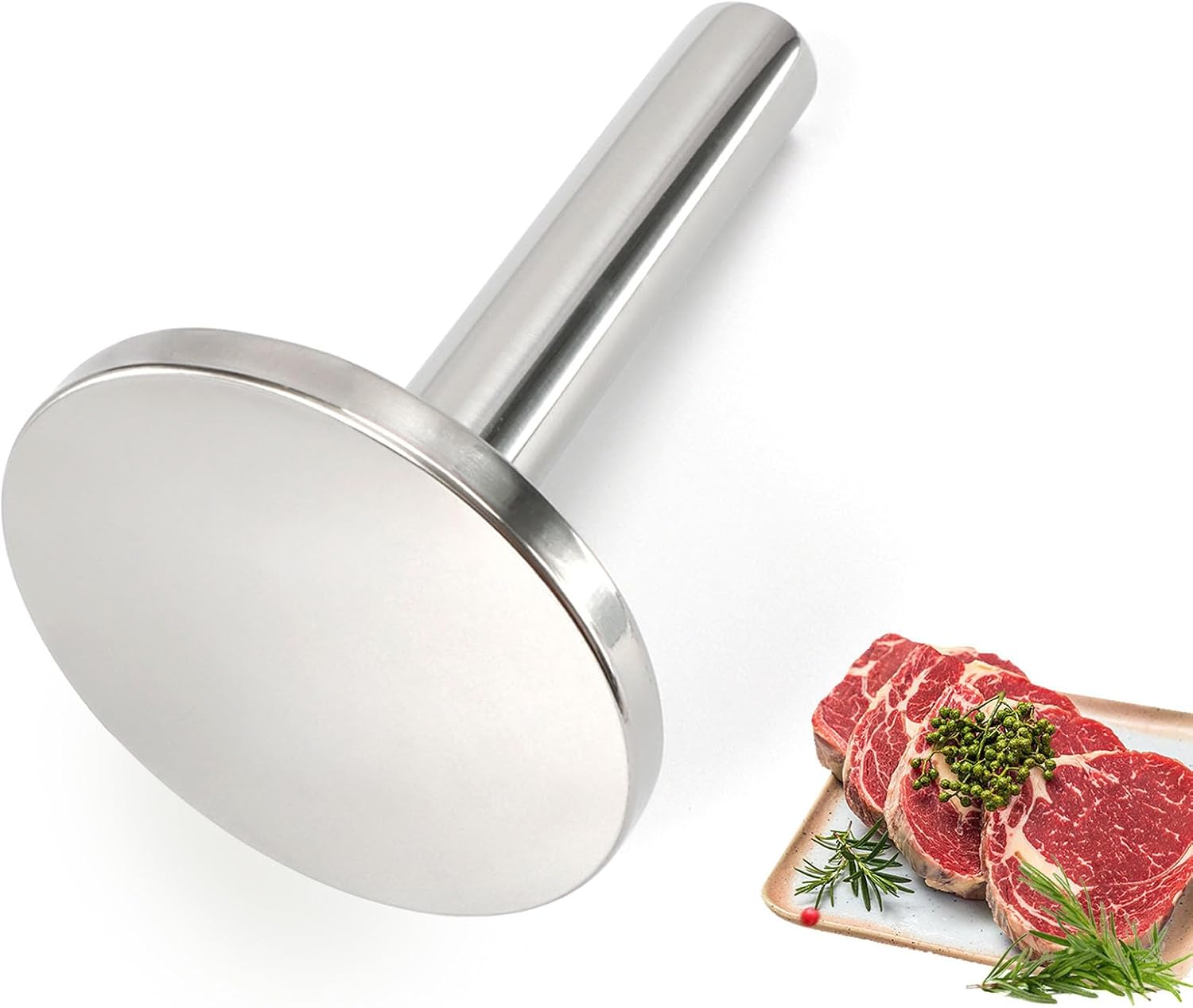 KAYCROWN Martillo ablandador de carne, aplanador de carne, mazo de carne de cocina de acero inoxidable para aplanar carne de carne de aves de
