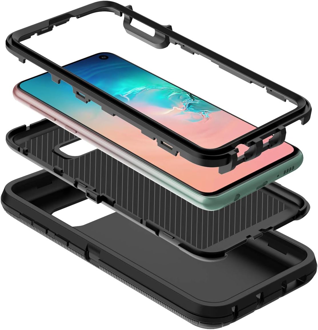 I-HONVA Funda para Galaxy S10E a prueba de golpes, a prueba de polvo y caídas, 3 capas, protección de cuerpo completo sin protector de pantalla,
