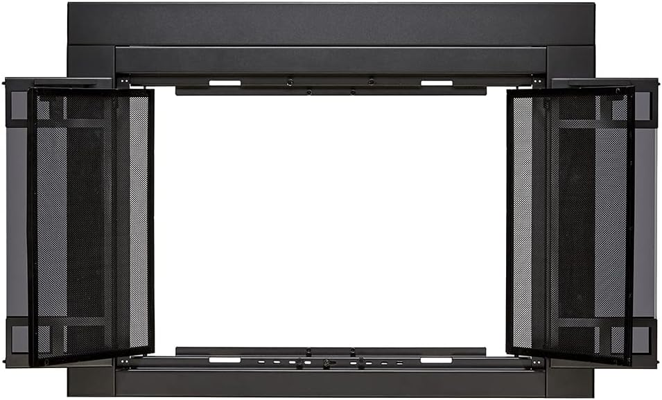 UniFlame – Connor – Puertas de chimenea de estilo bi-fold con vidrio templado ahumado (color negro, tamaño grande – se adapta a la apertura de 36 a