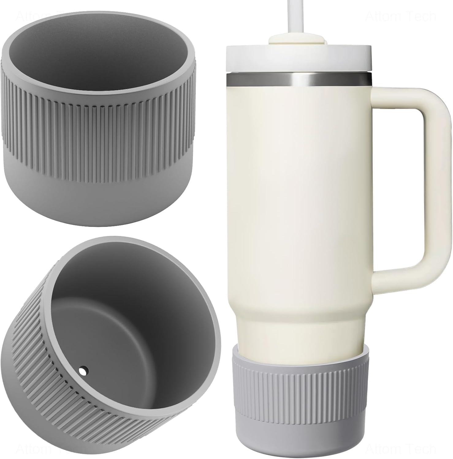NiHome Protective Silicone Tumbler Boot 2PCS Heavy Duty, Anti-Slip Water Bottle Bottom Sleeve Stanley Cup Boots for Quencher H2.0