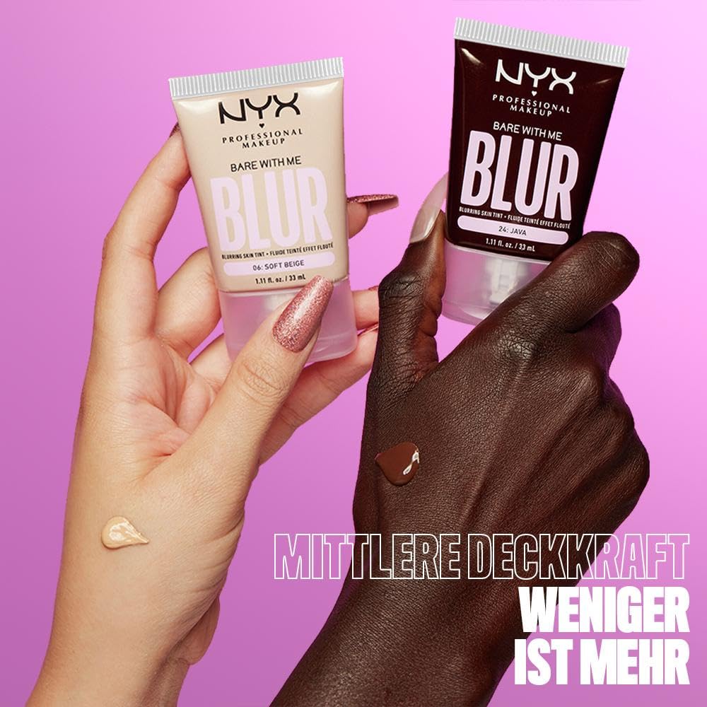 NYX PROFESSIONAL MAKEUP Bare With Me Blur Skin Tint – Base de maquillaje con matcha, glicerina y niacinamida, neutro claro