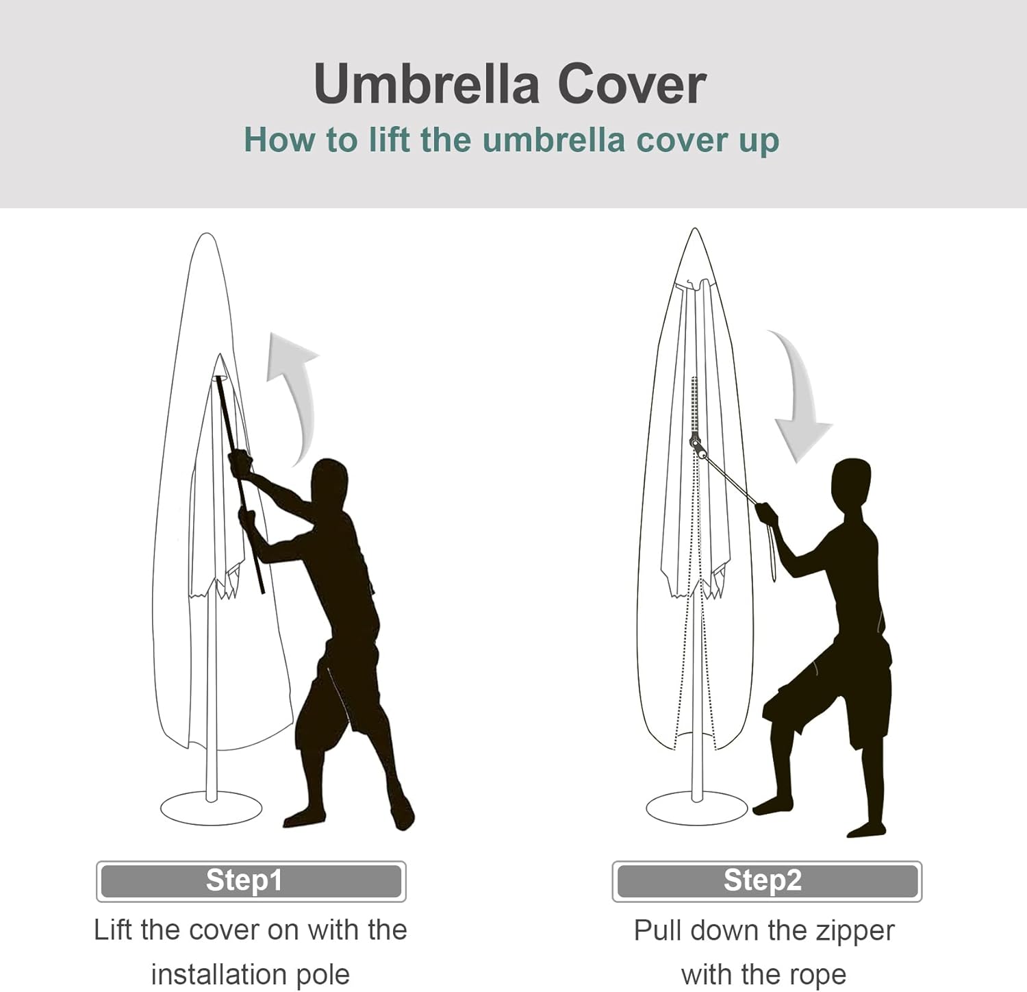 Cubierta impermeable para sombrilla de patio, cubierta de sombrilla para exteriores para sombrilla de 12 a 14 pies con marco de plátano voladizo