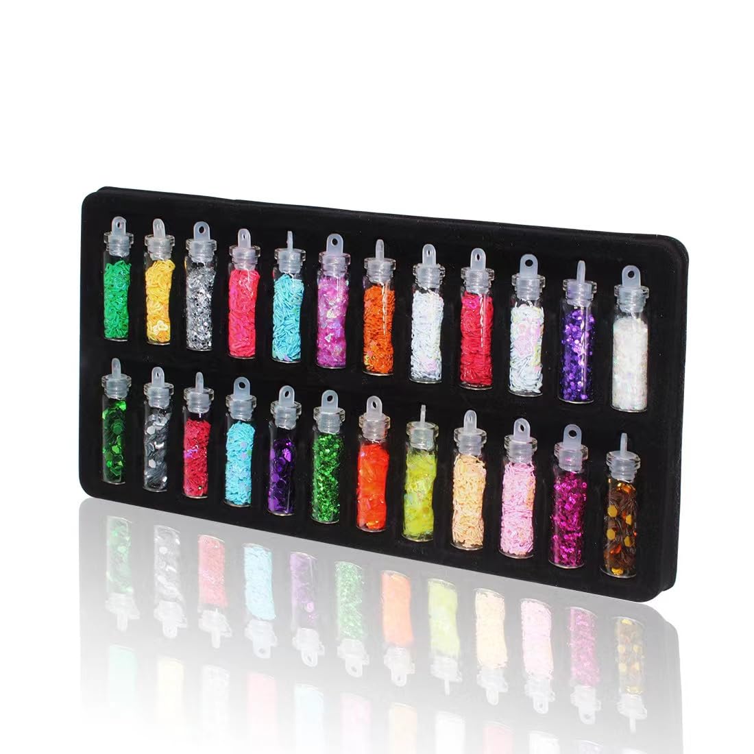 Mezcla holográfica de purpurina gruesa y fina, 48 colores de lentejuelas gruesas y polvo de purpurina fina, copos de purpurina iridiscente,