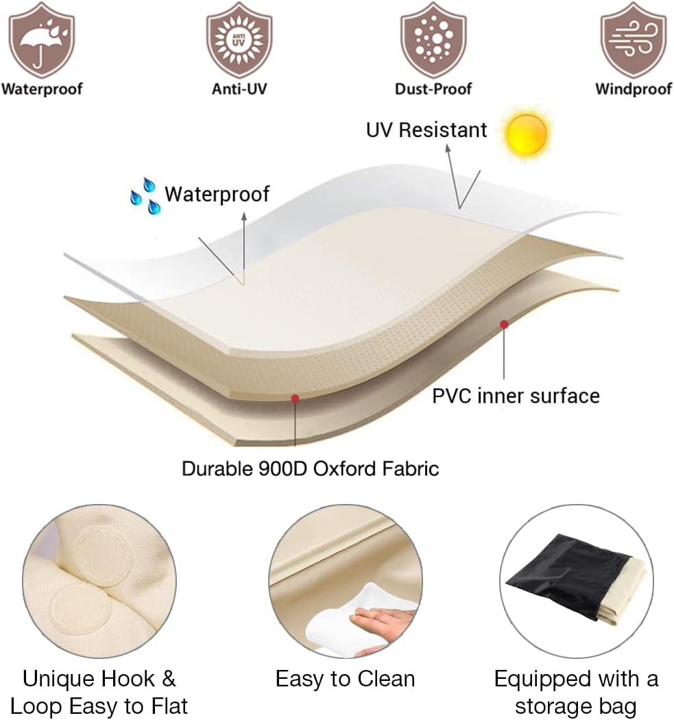 Tuyeho Funda redonda para muebles de patio, tela Oxford duradera para mesa redonda para exteriores, impermeable, resistente a los rayos UV y a los