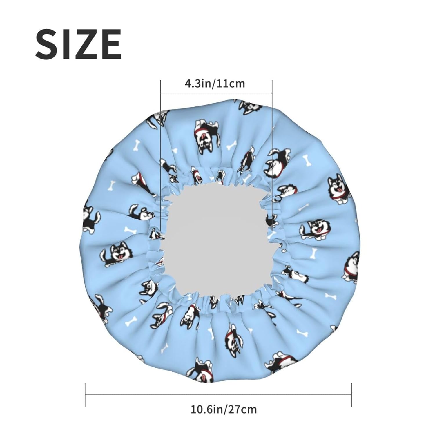 Black Dog Shower Cap Reusable Waterproof,Shower Caps For Women With Double Hair Caps,Bathing Cap Hair Cap For Shower